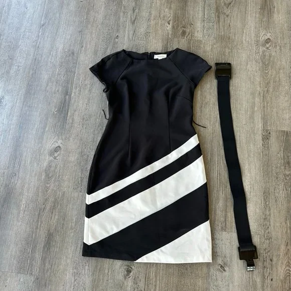 dressbarn black and white dress EUC Dressbarn 100% Cotton Black and White Floral Garden Party Dress
